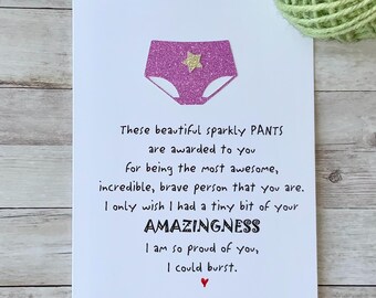 Sparkly Pants Card: Brave Person, Cancer Treatment