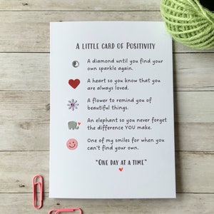 Une petite carte de positivité, carte d'anxiété,