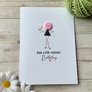 Have A Gin-Credible Birthday, Birthday Card For Her, Gin Lover Card