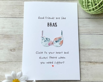 Good Friends Are Like Bras, Funny Friendship Card