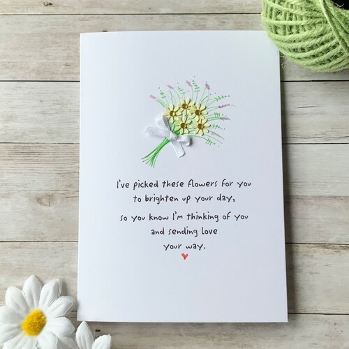 Handmade Friendship Card: Flower Bouquet, Thinking of You