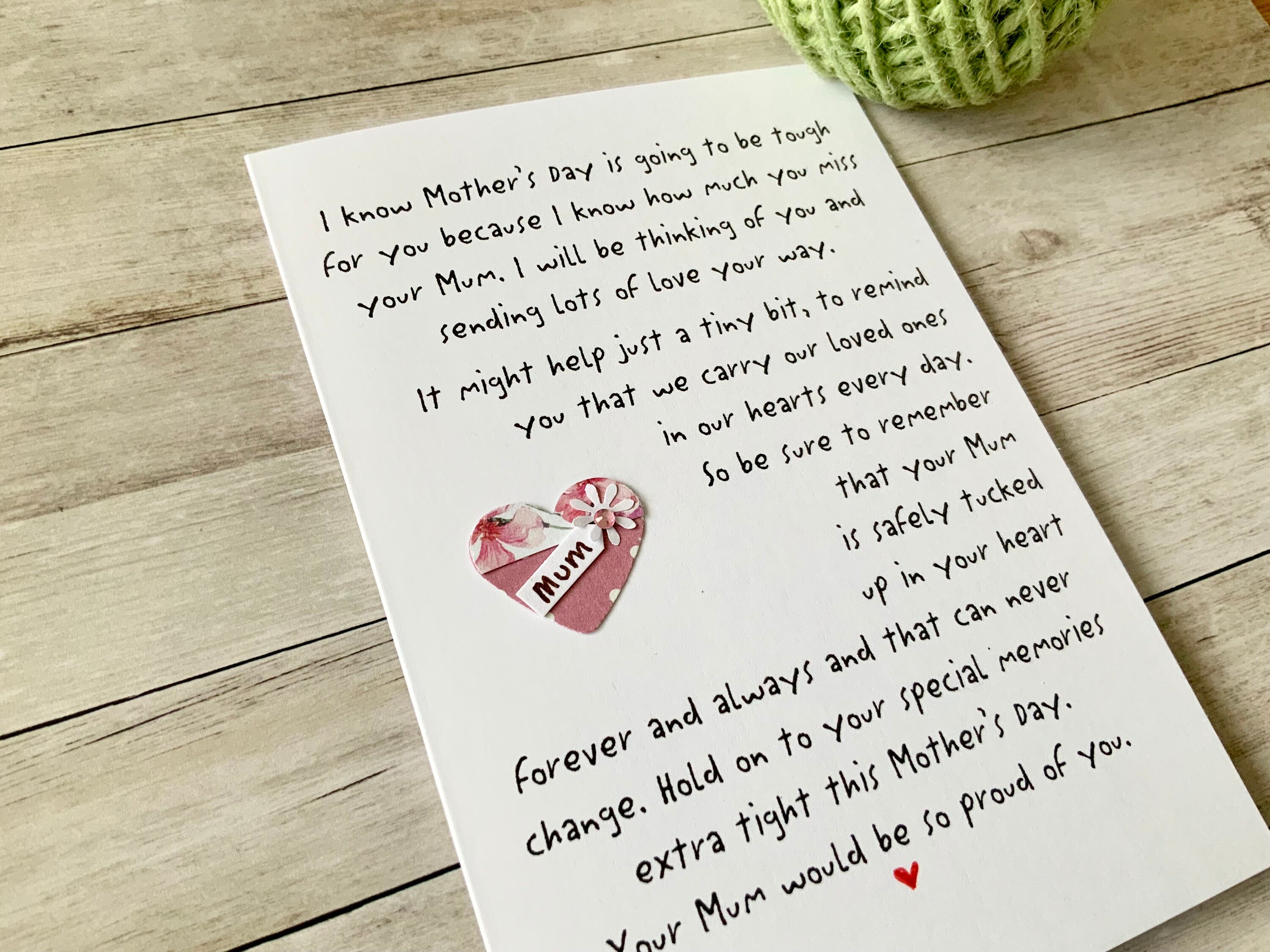 Handmade Mother's Day Bereavement Card: Thinking of You - Etsy UK