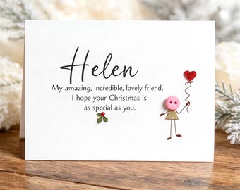 Personalised Christmas Card for Friend, Sister, Brother, Handmade in the UK