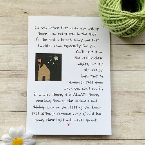 Extra Star In The Sky, Thinking Of You, Sympathy, Bereavement Card