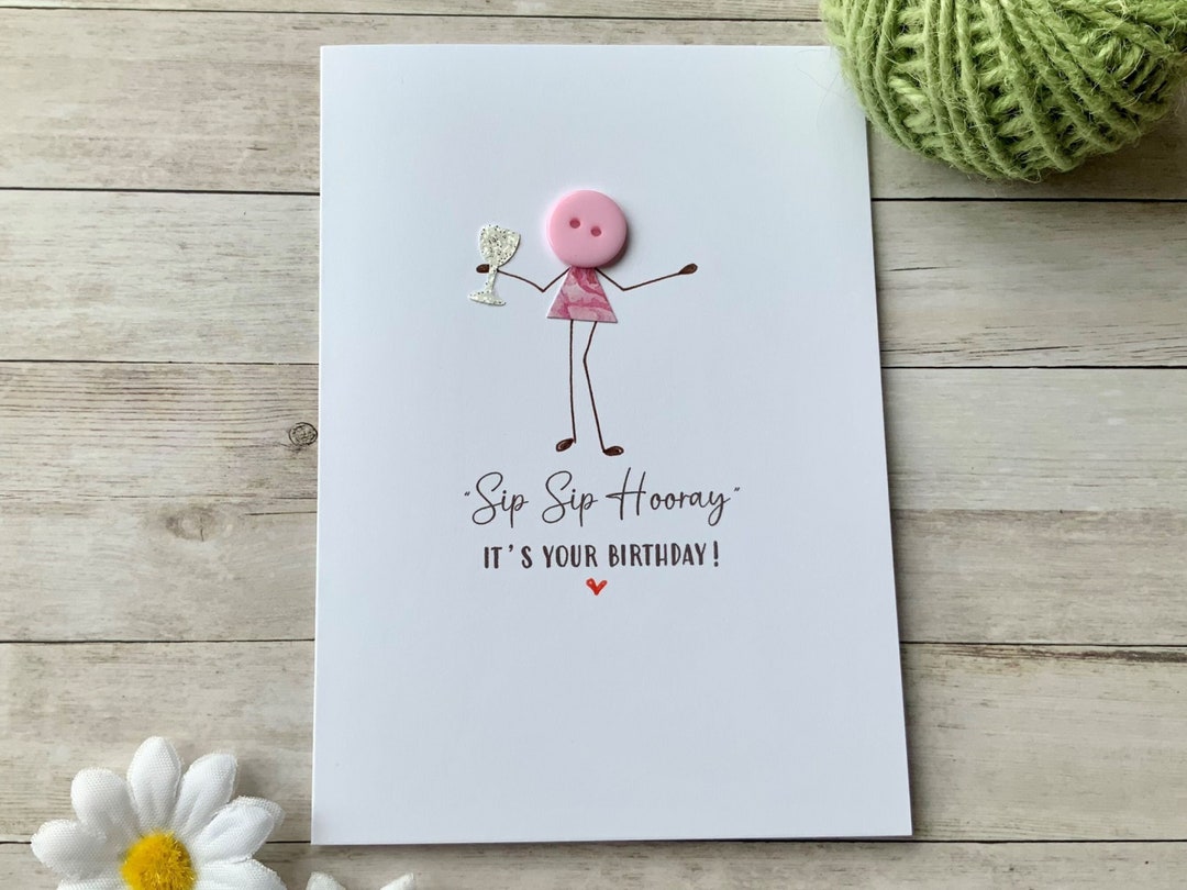 Sip Sip Hooray It's Your Birthday Birthday Card for Her Etsy