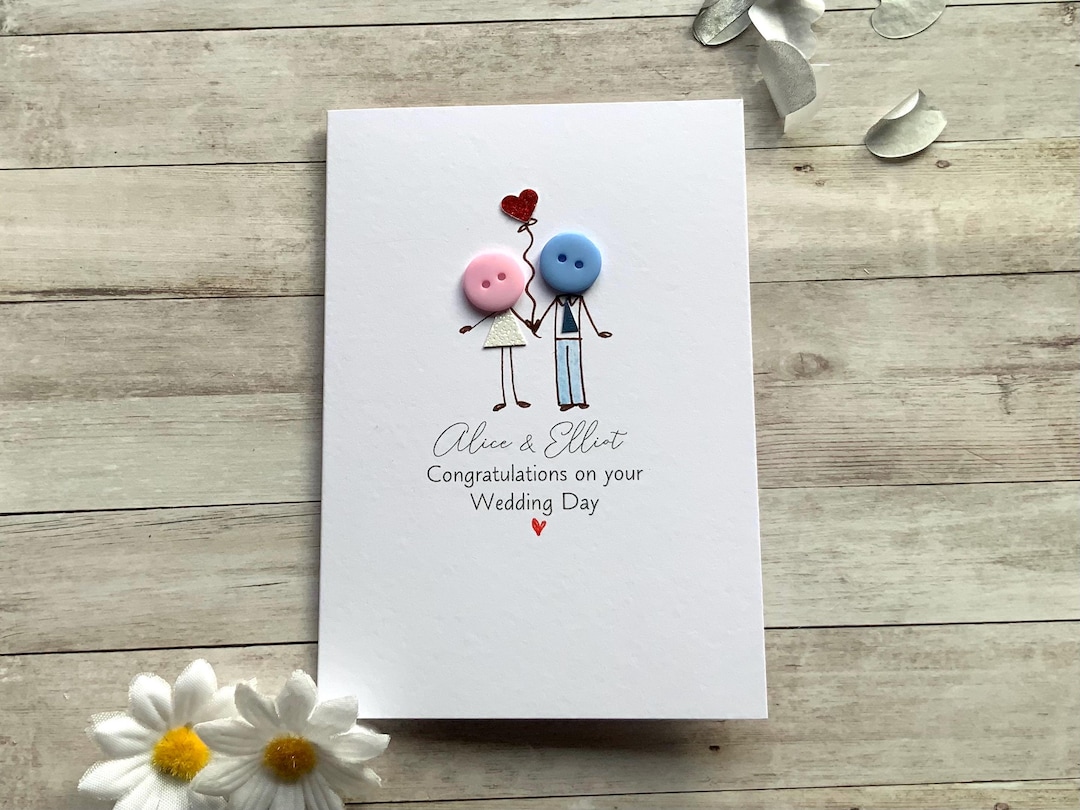 Personalised Wedding Card – Handmade Wedding Card, Custom Bride & Groom ...