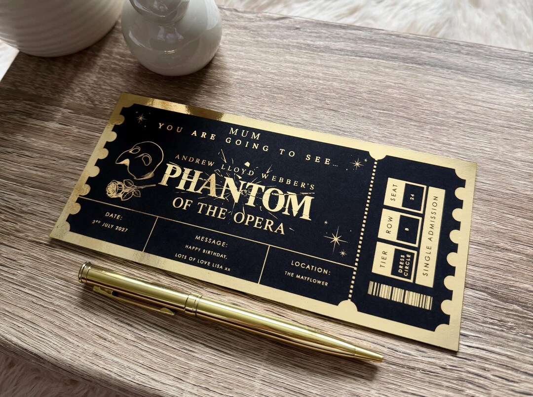 Phantom of the Opera Ticket • Personalised Ticket • Musical Ticket ...