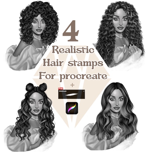 procreate hair stamps,Realistic hair stamps,hair stamp,hair brush,procreate brushes,stamps,hair,Curlyhairstamps ,brushes procreate,procreate