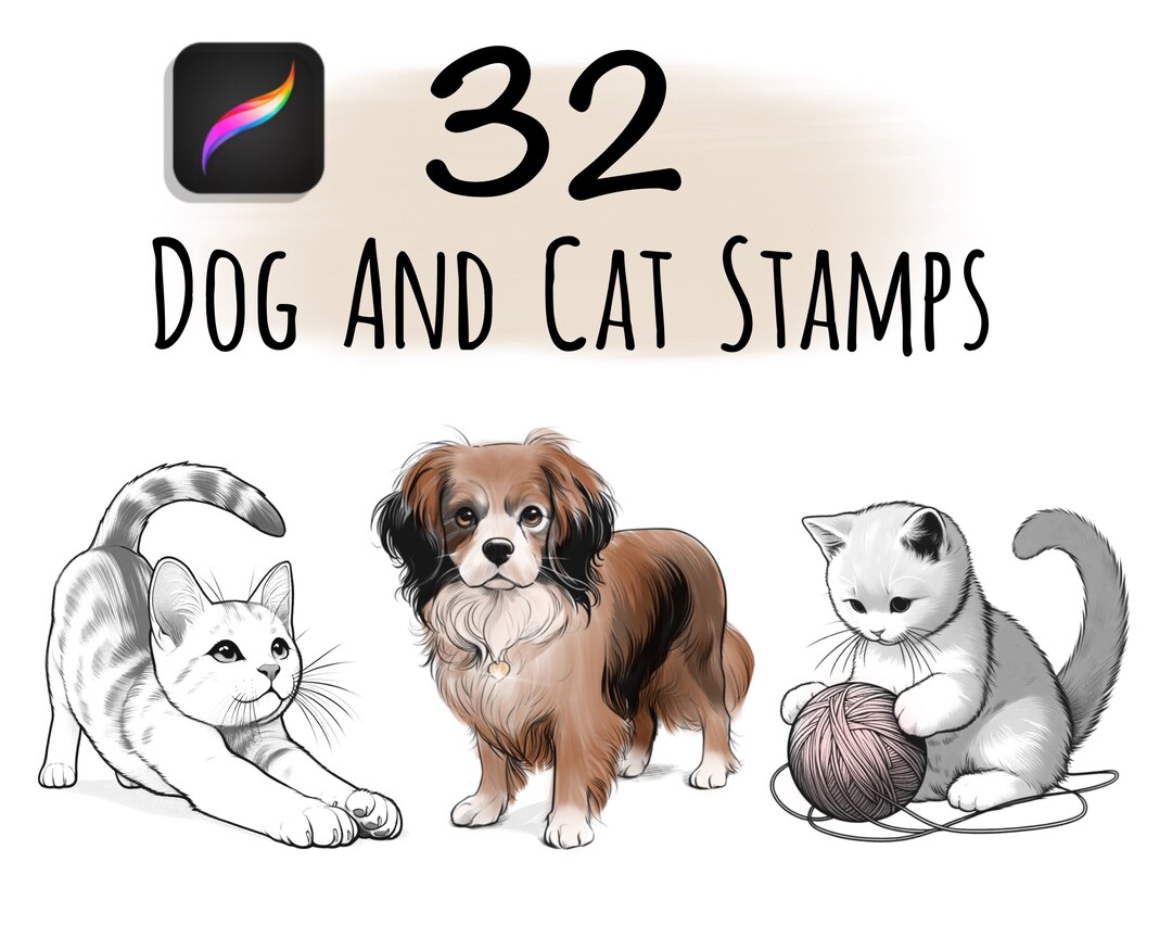 Realistic Dog and Cat Stamps for Procreate,procreate Stamps Pet ,stamps ...