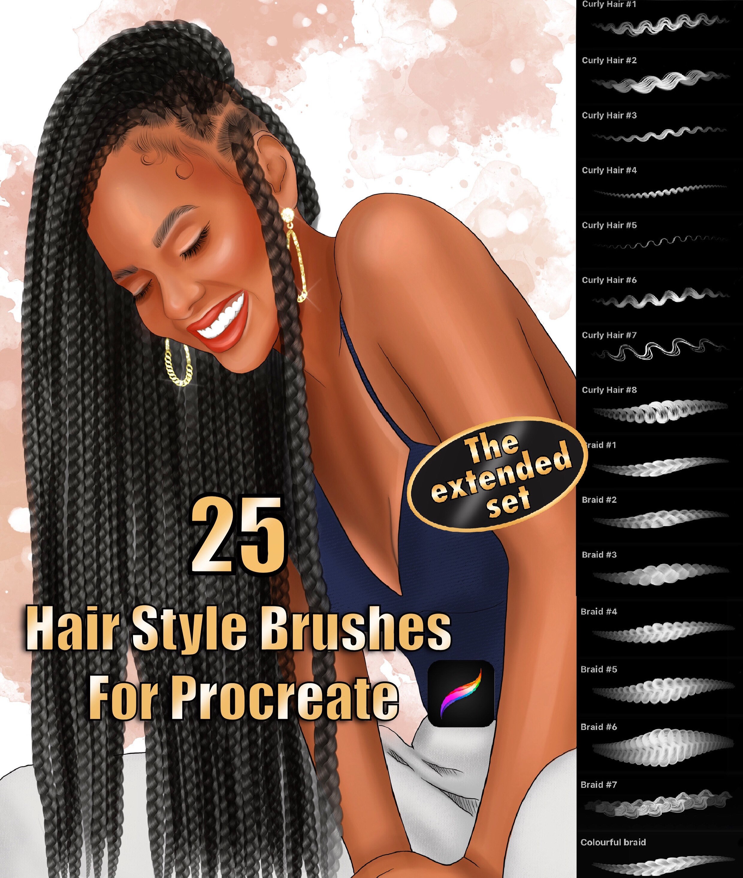 procreate hair brushes braids free