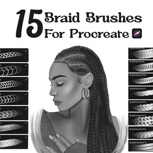 Procreate Bürsten,Haarbürsten,Haarbürsten-Set, Procreate-Zöpfbürsten, Bürste für Procreate, Bürste,Zöpfe