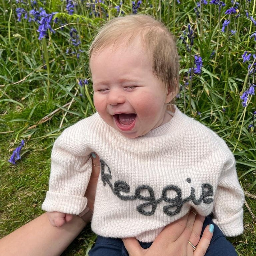 Personalised Oversized Cream Jumper Hand Embroidered Etsy UK