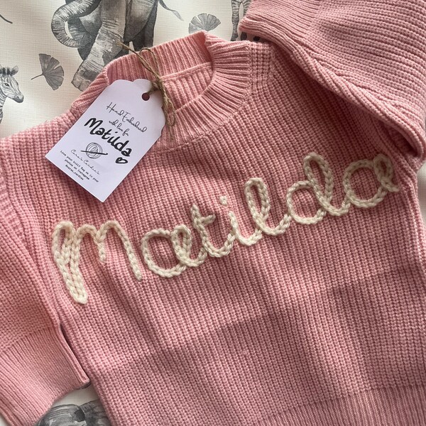 Personalised oversized blush jumper - hand embroidered