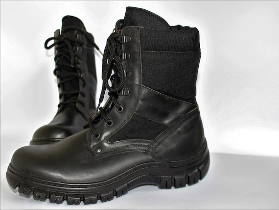 Vintage Bulgarian Army Black Leather Boots NEW M