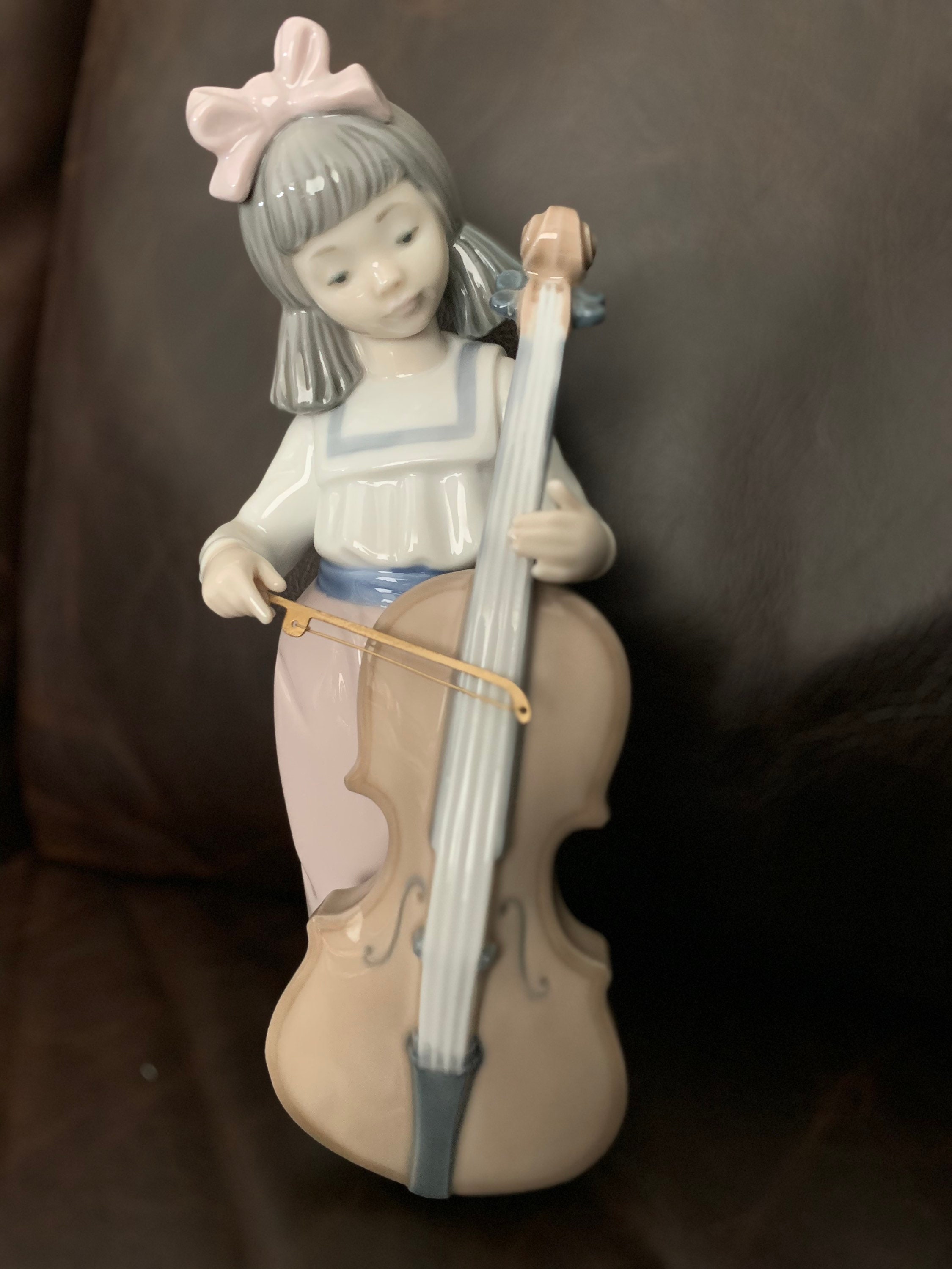 Nao by Lladro Girl playing a Cello Figurine Etsy