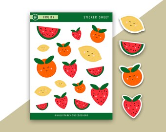 Sticker sheet | cute fruit stickers | Planner Sticker Sheet
