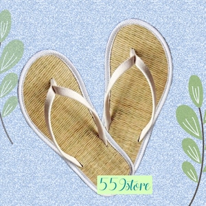 Kawaii woven slippers, gift for friend, gift for mother, flip flop slippers, Papyrus slippers, indoor slippers, cute slippers 602W