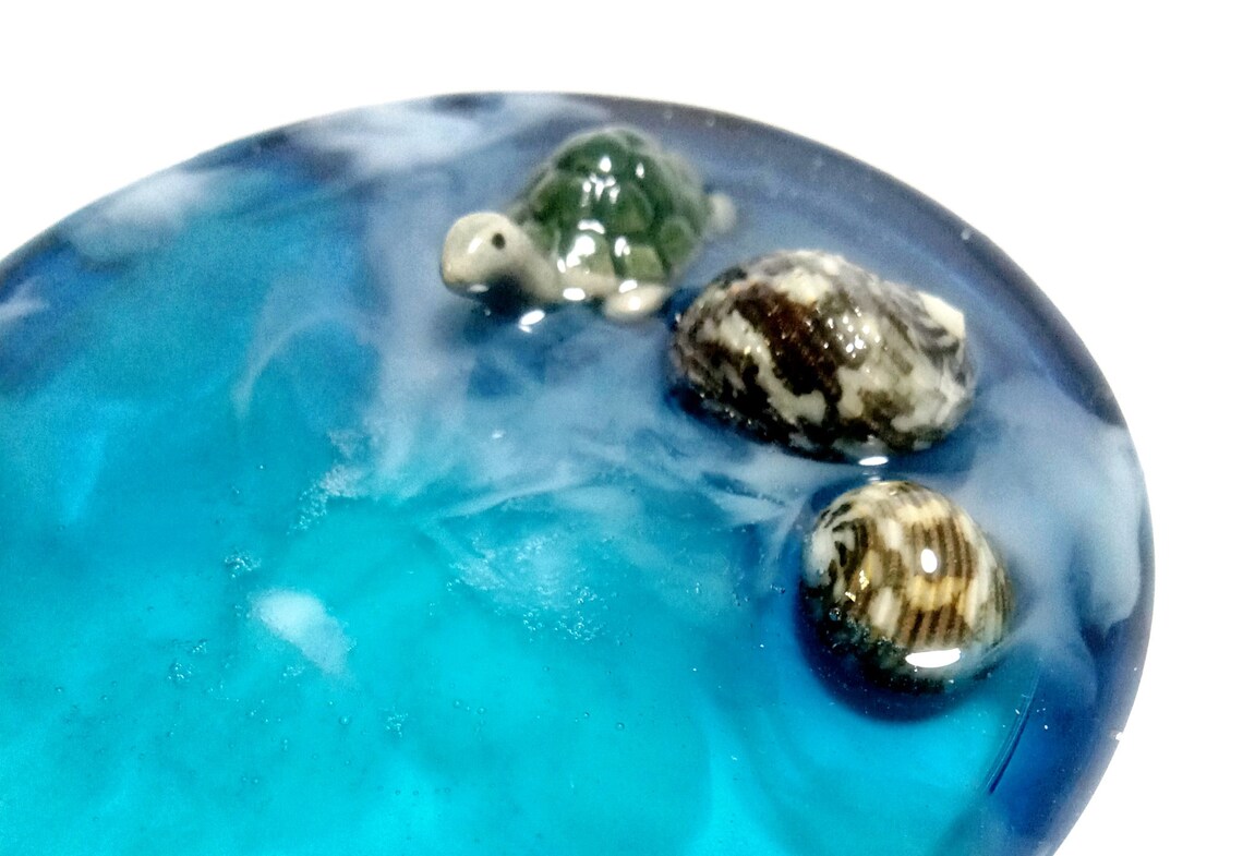 Animal Resin, Turtle Epoxy Resin Art, Marine Turtle, Seashell Resin