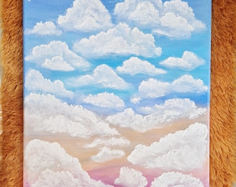 Textured Cloudscape Painting: 3D Sky Landscape Art, Original Canvas Art