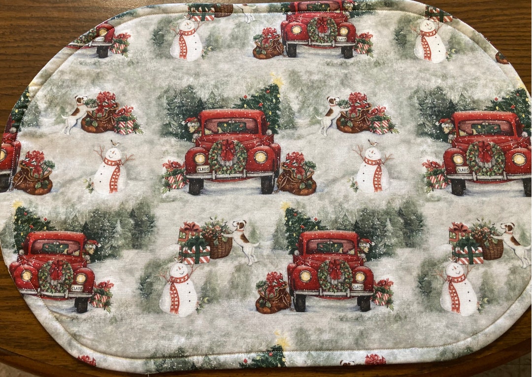 Snowmen & Red Truck Placemats Etsy