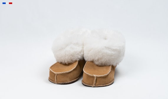 Chausson Cuir Laine Enfant Etsy France