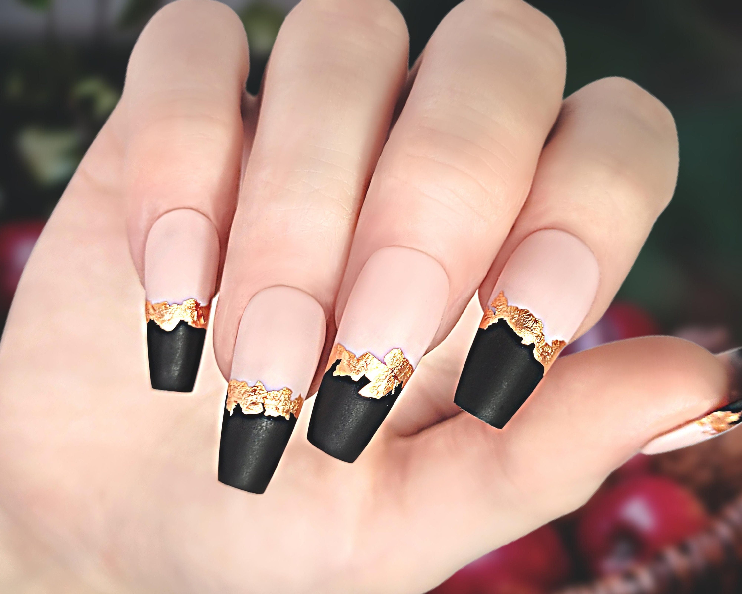 Matte & Foil Gel Press on Nails Elorienne Beauty - Etsy