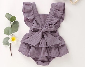 MEK Baby Girls Pagliaccetto Jersey Slub Con Sangallo Romper