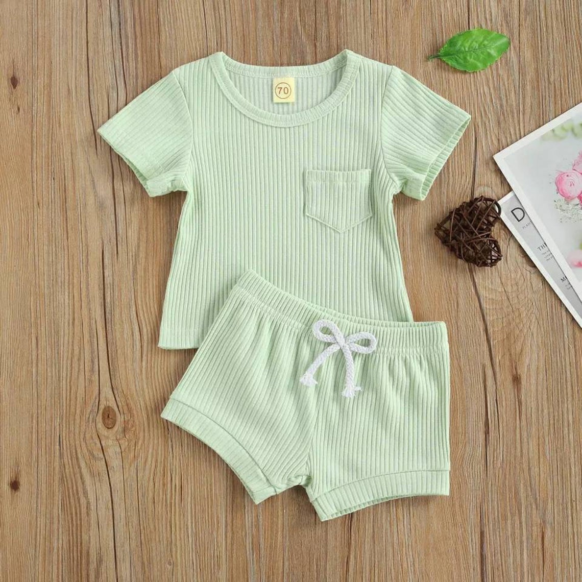 Baby Neutral Clothes Sets Baby Ribbed Cotton Shirt and Short | Etsy