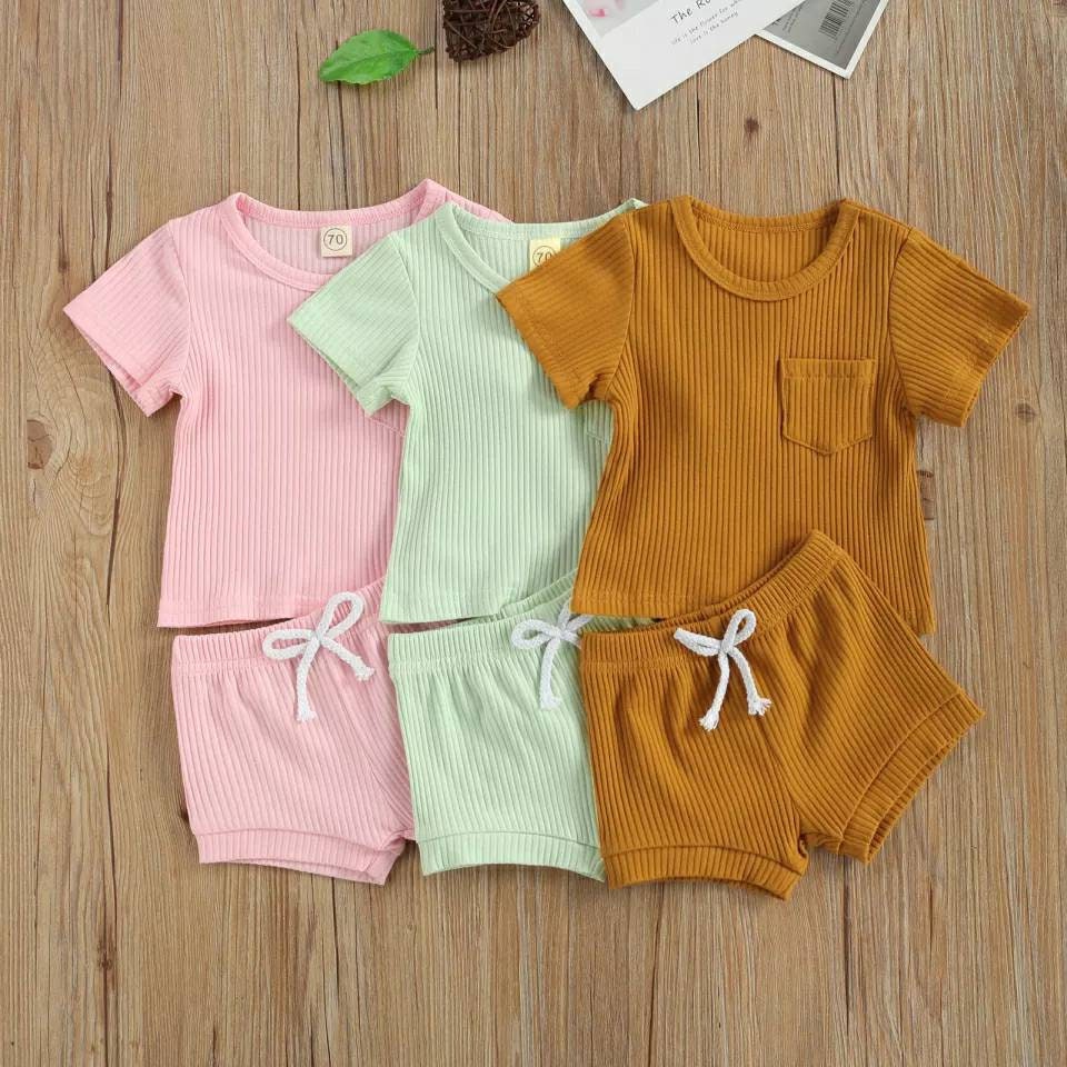 Baby Neutral Clothes Sets Baby Ribbed Cotton Shirt and Short Etsy