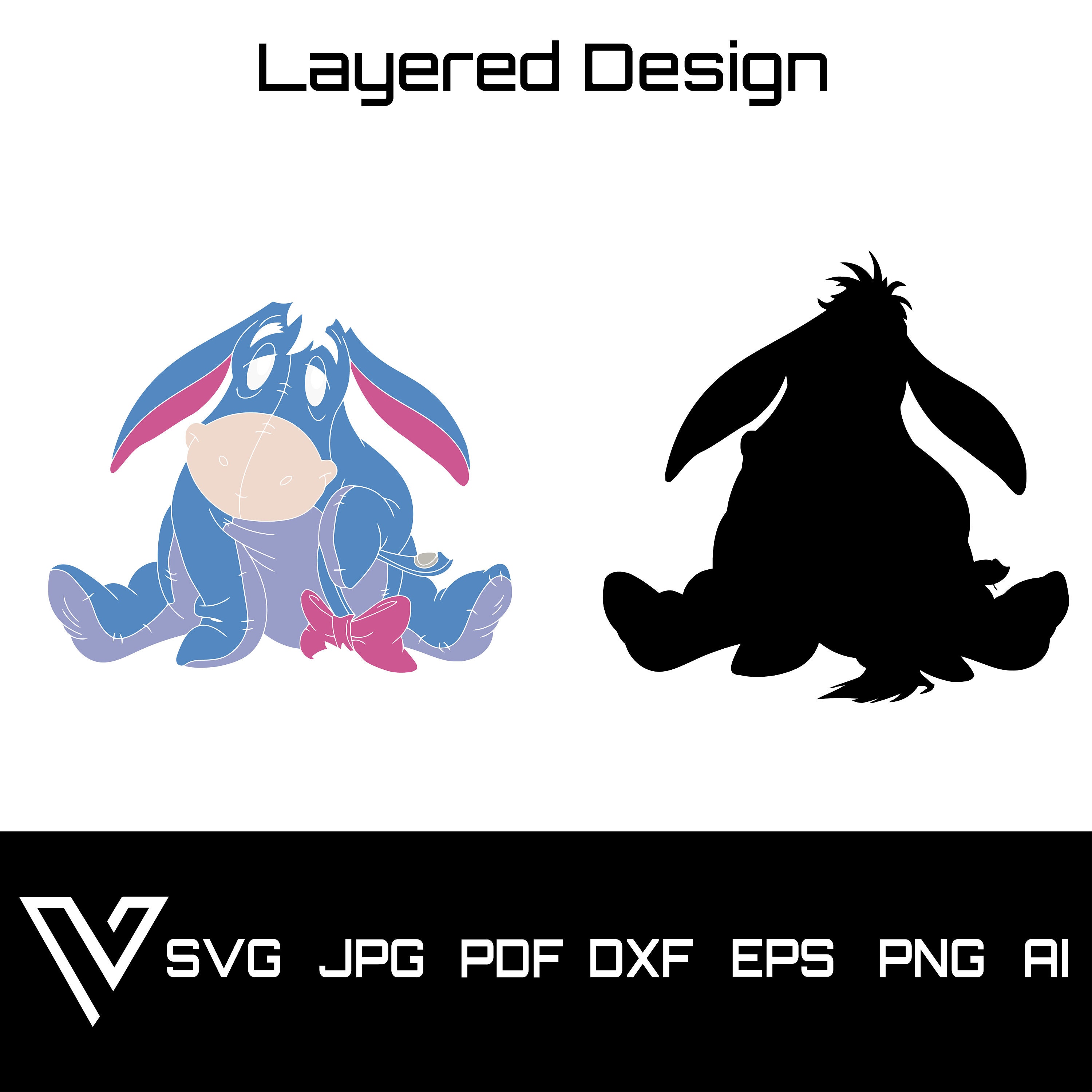 Eeyore Donkey Winnie the Pooh Layered SVG Cricut Cut File | Etsy