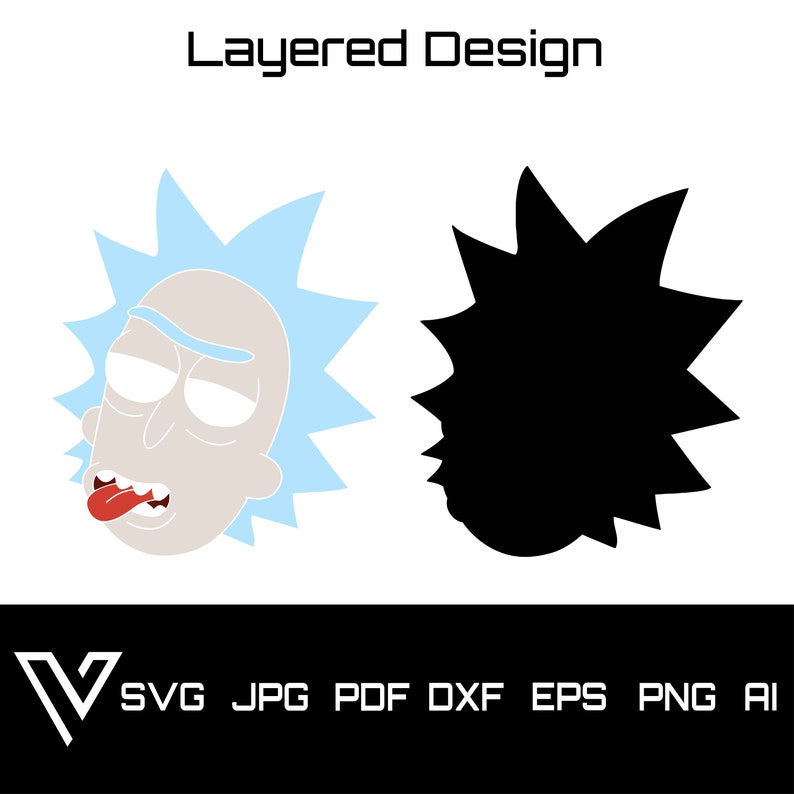 Download Rick Sanchez Face Rick And Morty Layered Svg Cricut Cut File Silhouette Vector Artwork Digital Instant Download Clip Art Clip Art Art Collectibles Poligon Com