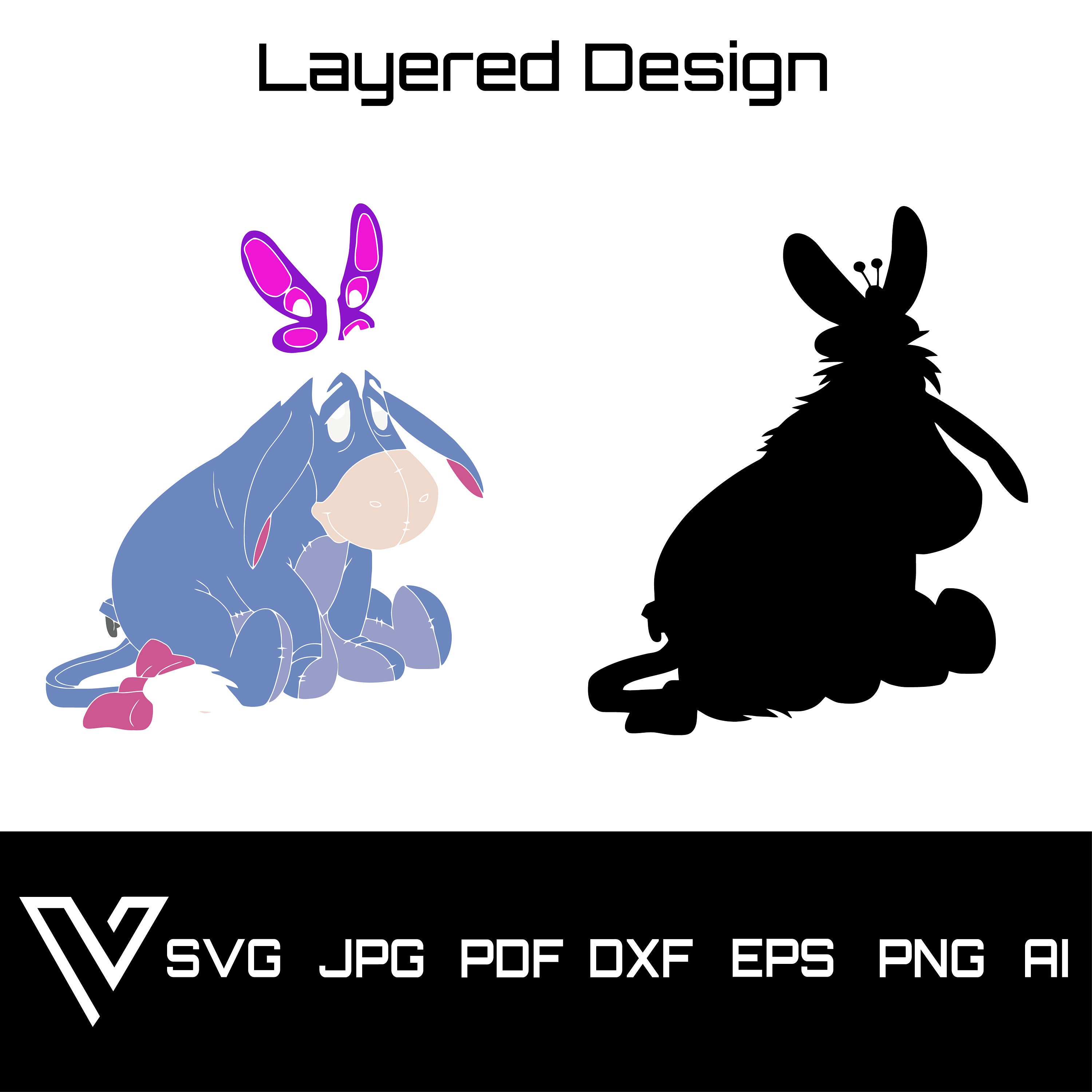 Eeyore Donkey Winnie the Pooh Layered SVG Cricut Cut File | Etsy