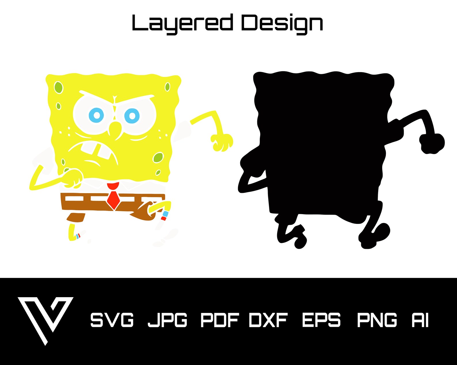 SpongeBob Squarepants Layered SVG Vector Artwork Cricut Cut | Etsy