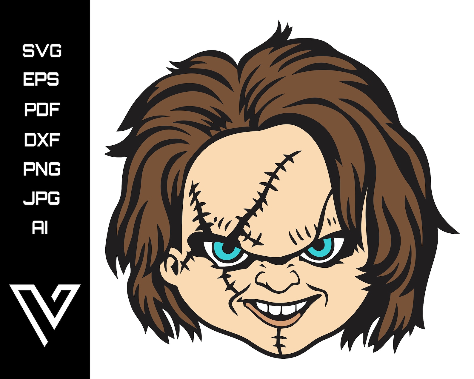 Chucky Face Child's Play SVG Cricut Cut File Silhouette image 1.