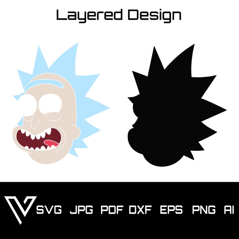 Download Clip Art Art Collectibles Rick Sanchez Face Rick And Morty Layered Svg Cricut Cut File Silhouette Vector Artwork Digital Instant Download Clip Art
