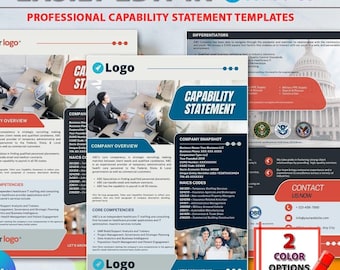 Impressive Canva Capability Statement Template | Ultimate Business Profile for Corporate & Government Contracts (Two Pages)