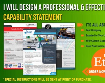 Custom Capability Statement Design: Federal Contract Template (MS Word Editable) - Two Pages