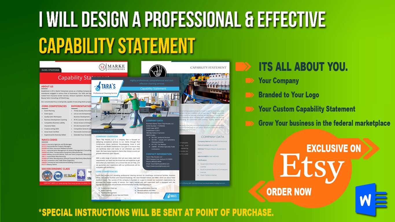 Custom Capability Statement for All Kind of Businesses - One Page - Etsy