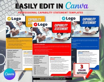 ProEdge Canva Capability Statement Template | 2-Page Editable Canva | Business Profile for Government & Corporate Contracts