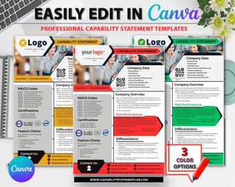 GovWin Capability Statement Template | Editable Canva Design | Small Business Profile for Federal & State Proposals