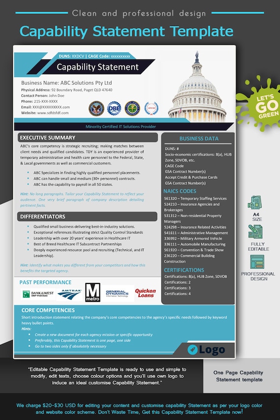 Business Capability Statement Template - Etsy