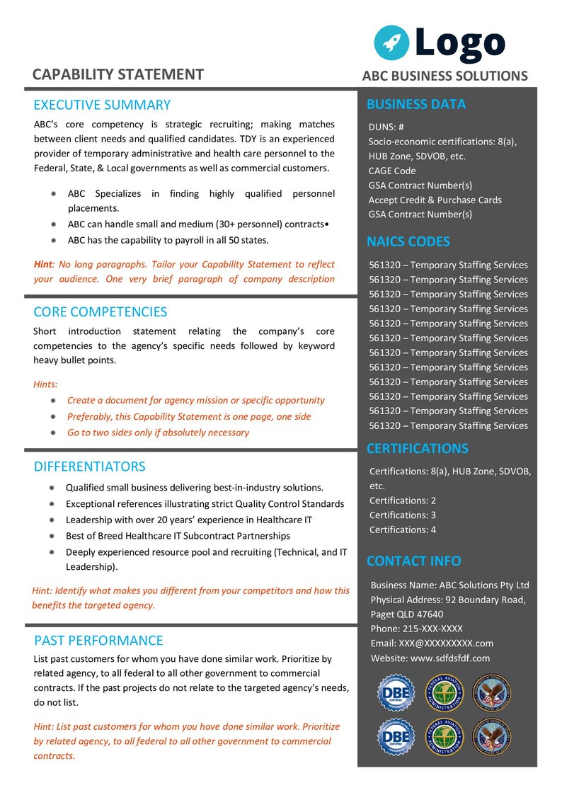Engineering Capability Statement Template: Editable MS Word, Gov Contracts image 7