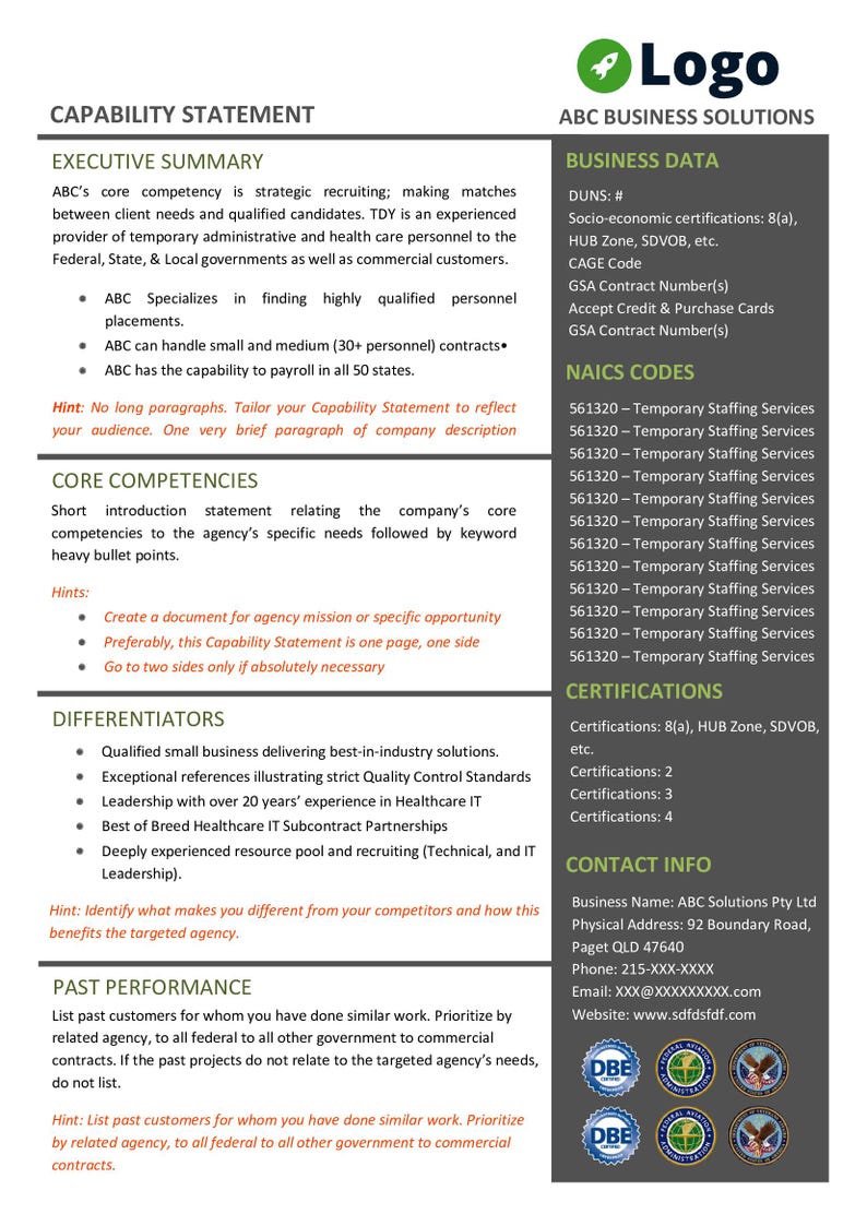 Engineering Capability Statement Template: Editable MS Word, Gov Contracts image 8