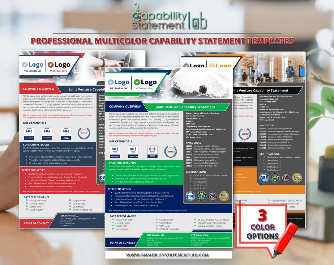 Professional Joint Venture Capability Statement Template | Editable MS ...