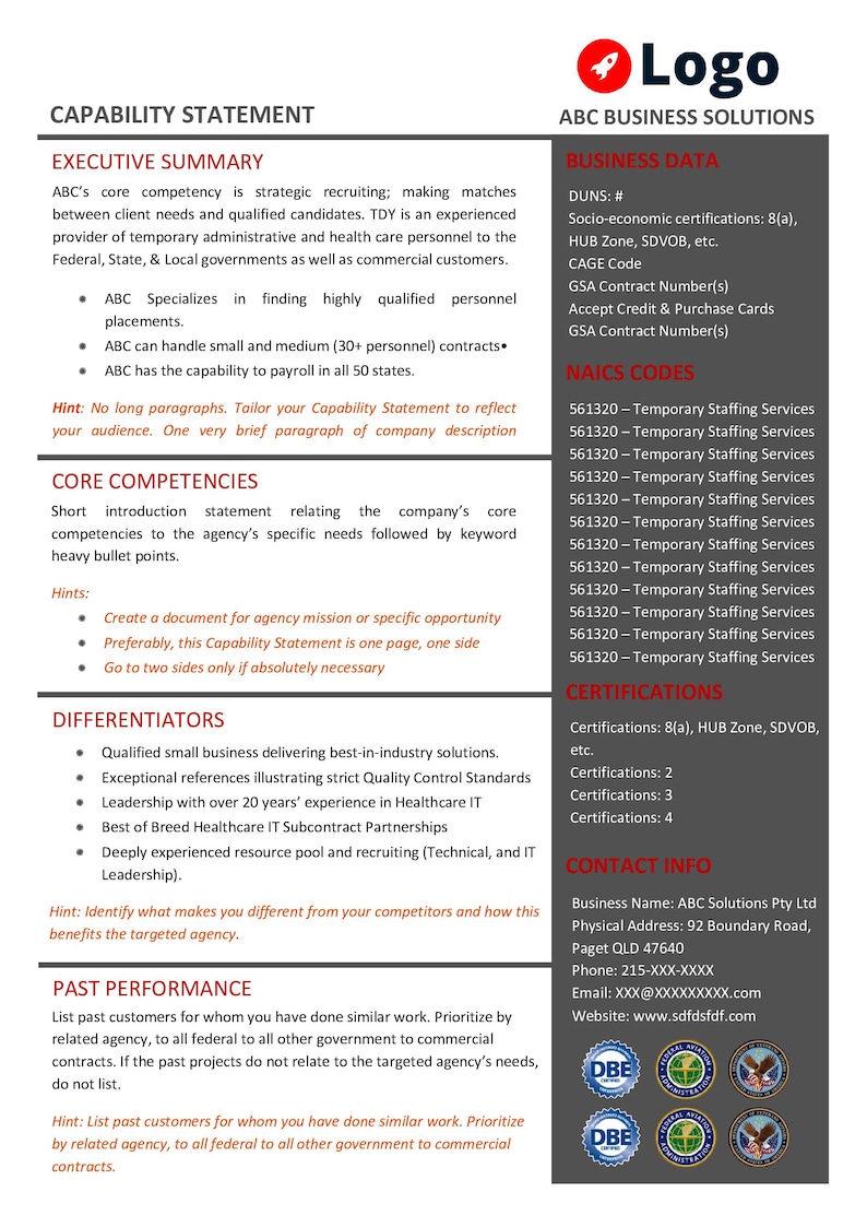 Engineering Capability Statement Template: Editable MS Word, Gov Contracts image 9