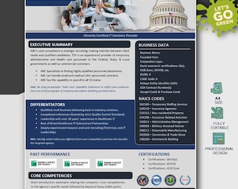 ProBiz Capability Statement Template | Editable MS Word | SAM.gov, Federal, State & Private Contracts