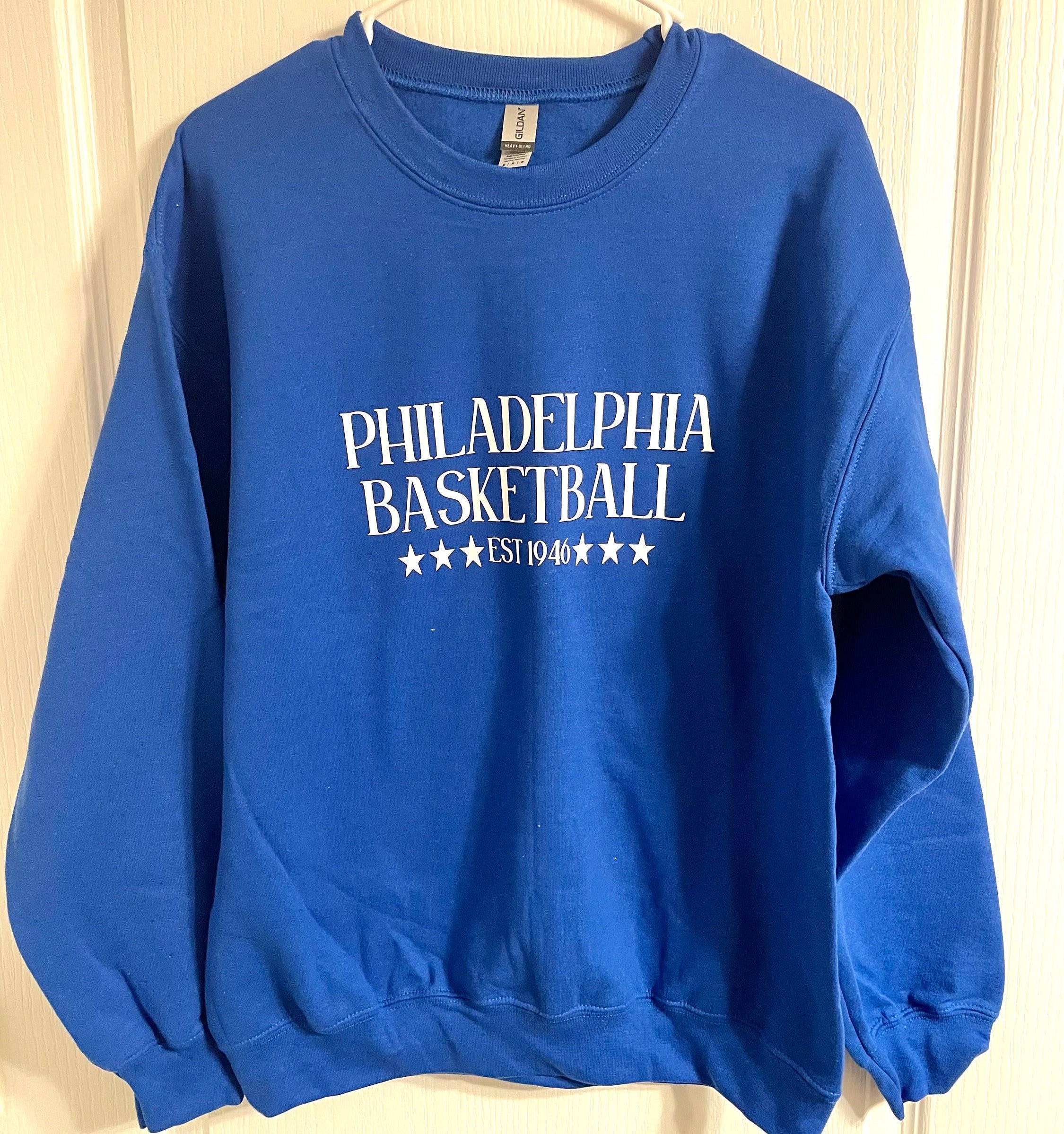 CustomCat Philadelphia 76ers Sixers Vintage NBA Crewneck Sweatshirt Sport Grey / M