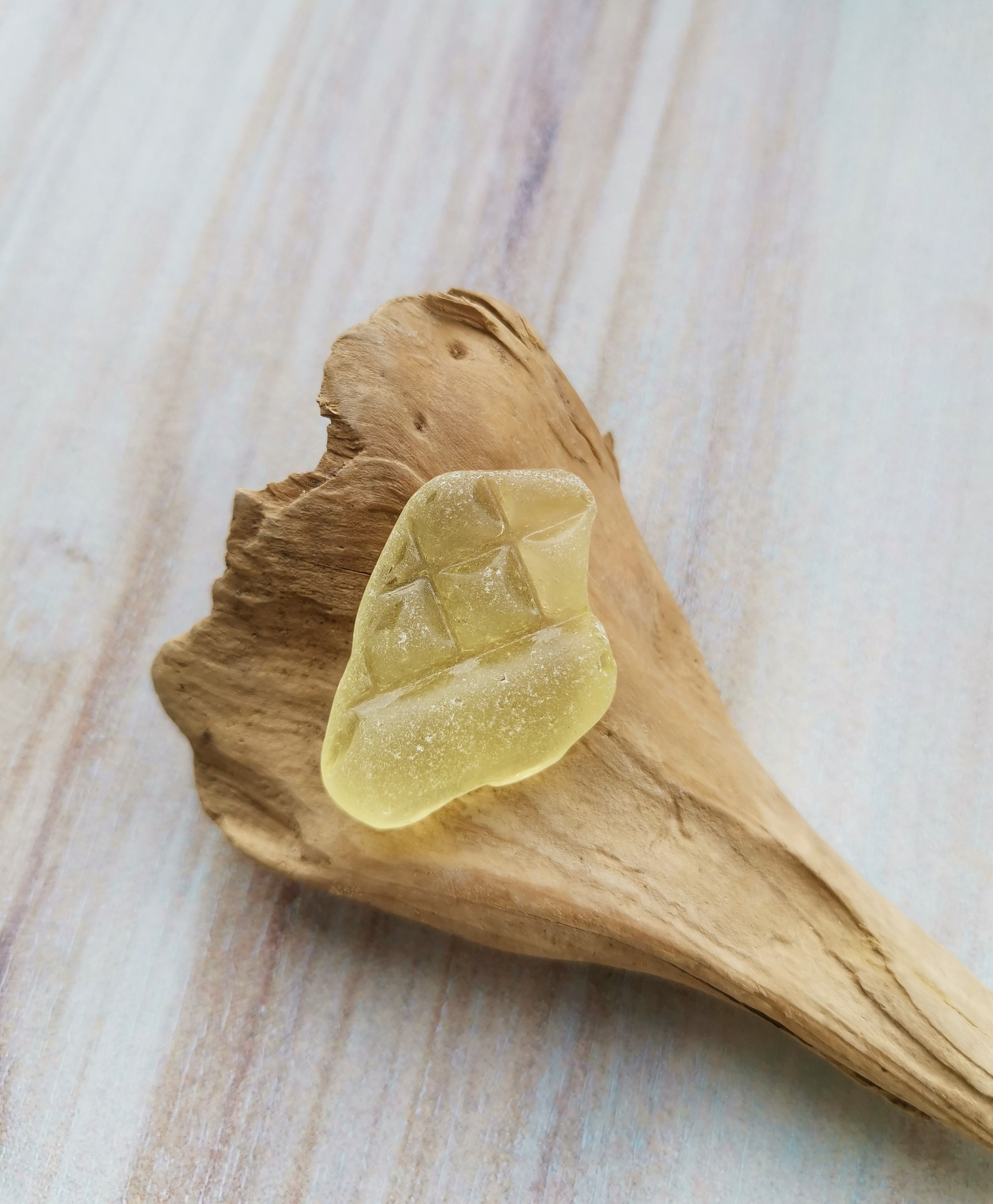 Light yellow patterned sea glass Genuine sea glass beach Etsy