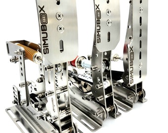 SIMUBOX Load Cell Pedals V2. Stainless Steel. 2 hydraulic Dampers. SIM RACING