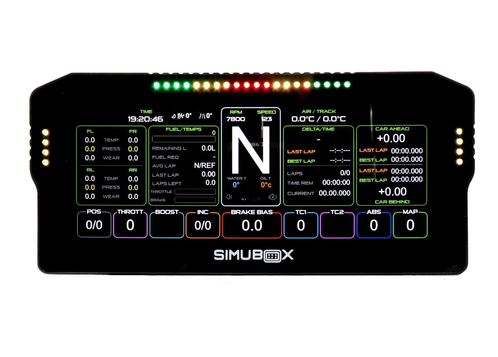 SIMUBOX 10.3 Inch DDU Sim Racing Dashboard With 28 RGB Led. Simhub